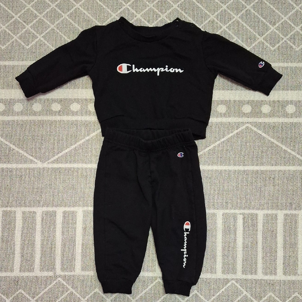 Champion Kids Black Crewneck Sweatsuit Set